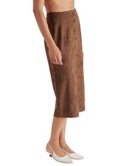 Steve Madden Women's Riya Faux-Suede Button-Front Midi Skirt - Coco