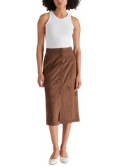 Steve Madden Women's Riya Faux-Suede Button-Front Midi Skirt - Coco