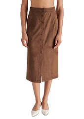 Steve Madden Women's Riya Faux-Suede Button-Front Midi Skirt - Coco