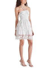 Steve Madden Women's Robyn Lace-Trim Layered Halter Dress - White