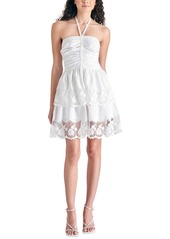 Steve Madden Women's Robyn Lace-Trim Layered Halter Dress - White