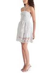 Steve Madden Women's Robyn Lace-Trim Layered Halter Dress - White