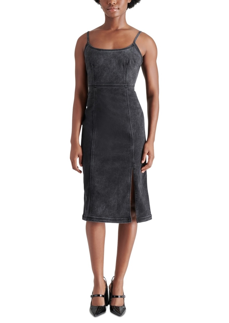 Steve Madden Women's Slit-Front Giselle Denim Midi Dress - Washed Black