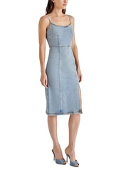 Steve Madden Women's Slit-Front Giselle Denim Midi Dress - Washed Denim