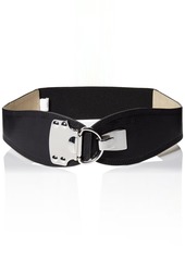 Steve Madden Women's Stretch Belt with Metal Plate Detail and Hook Hardware  Small/Medium