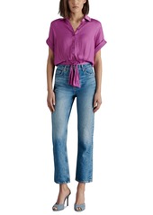 Steve Madden Women's Tori Button-Front Tie-Hem Top - Radiant Orchid