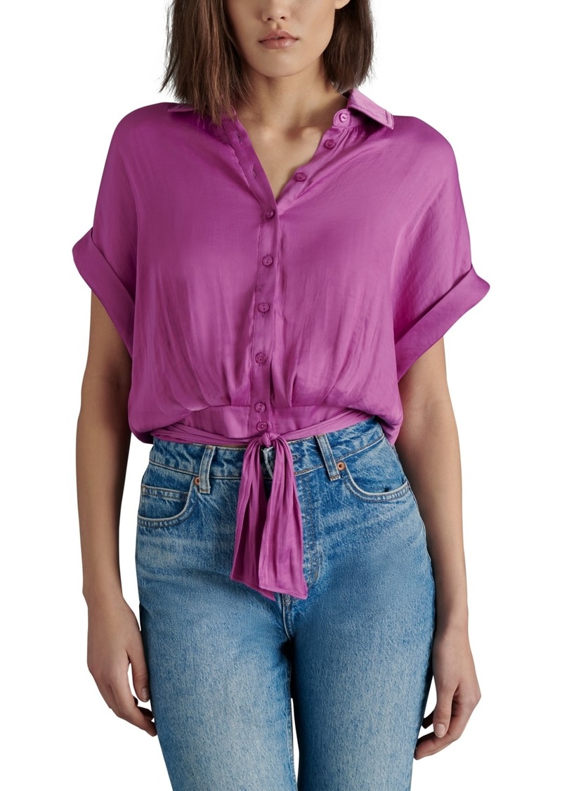 Steve Madden Women's Tori Button-Front Tie-Hem Top - Radiant Orchid