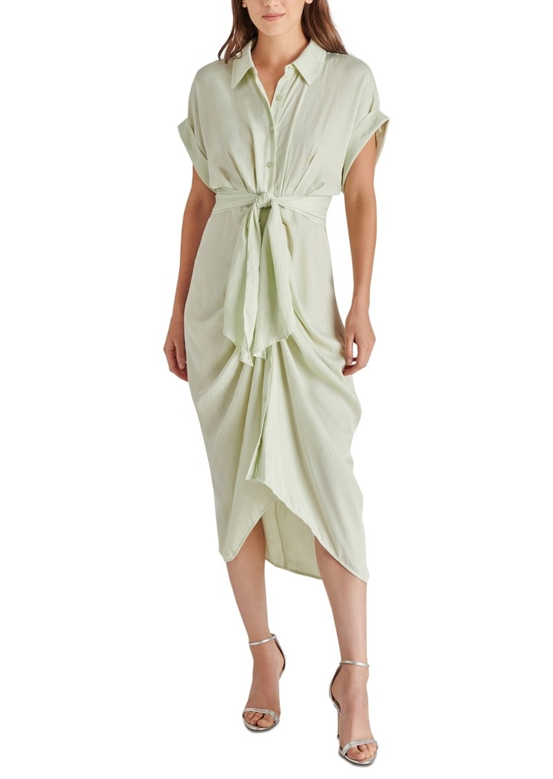 Steve Madden Women's Tori Tie-Front Midi Shirtdress - Sea Mist