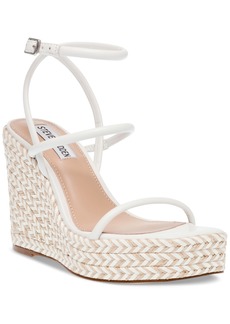 Steve Madden Women's Unify Platform Wedge Sandals - White Raffia