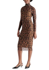 Steve Madden Women's Vivienne Leopard-Print Mesh Midi Dress - Toffee