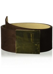 Steve Madden Women's Wide Suede Belt with Rectangle Plaque
