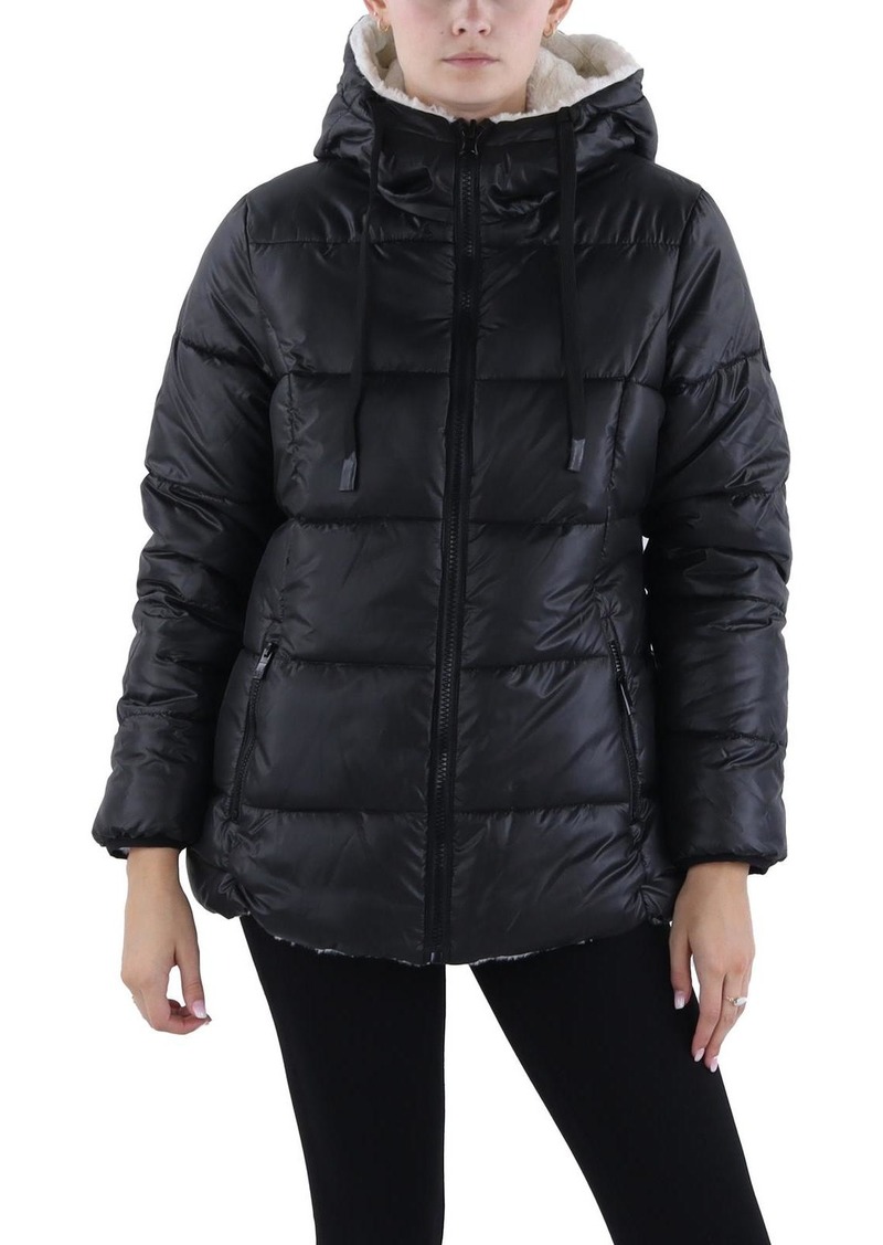 Steve Madden Womens Faux Fur Cold Weather Puffer Jacket