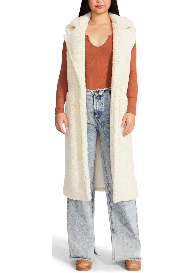 Steve Madden Womens Faux Fur Duster Vest