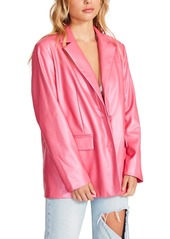 Steve Madden Womens Faux Leather Office Two-Button Blazer