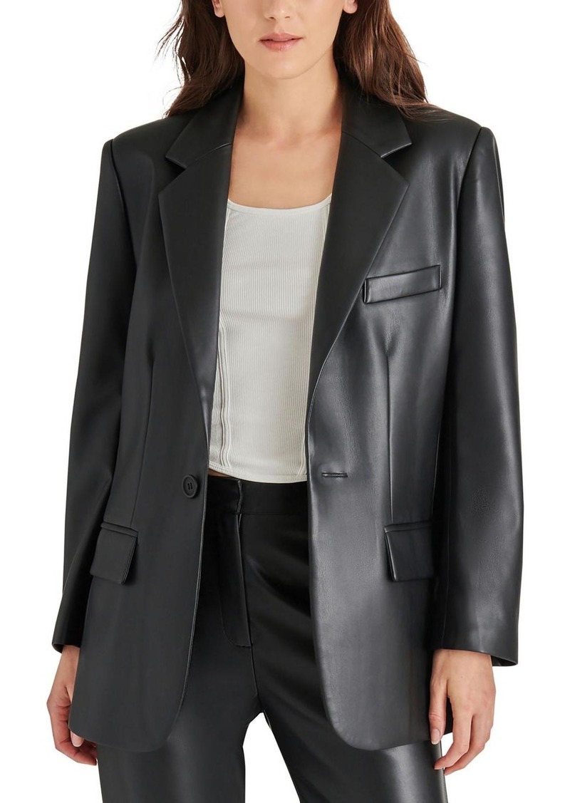 Steve Madden Womens Faux Leather Suit Separate One-Button Blazer