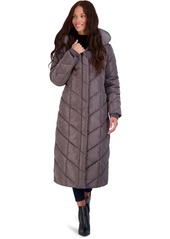 Steve Madden Womens Fleece Lined Quilted Maxi Coat