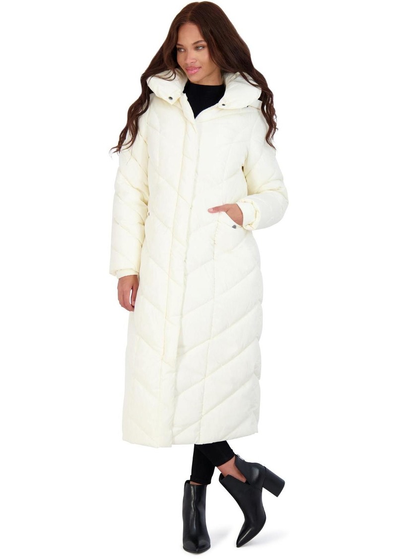 Steve Madden Womens Fleece Lined Quilted Maxi Coat