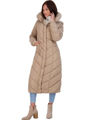 Steve Madden Womens Fleece Lined Quilted Maxi Coat