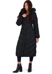 Steve Madden Womens Fleece Lined Quilted Maxi Coat