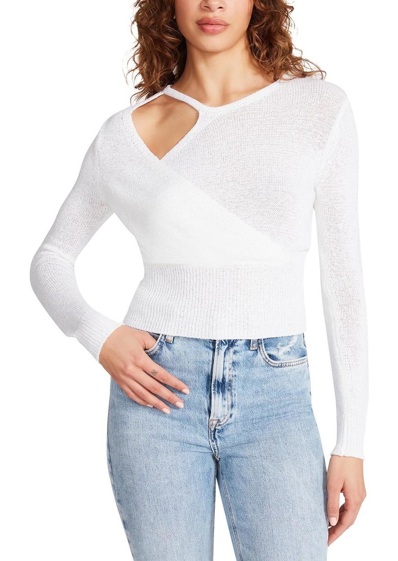Steve Madden Womens Knit Ribbed Trim Wrap Sweater