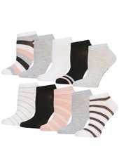 Steve Madden Women's No Show Sneaker Socks with Non-Slip Grip Patterned Low Cut Socks, Pack of 10