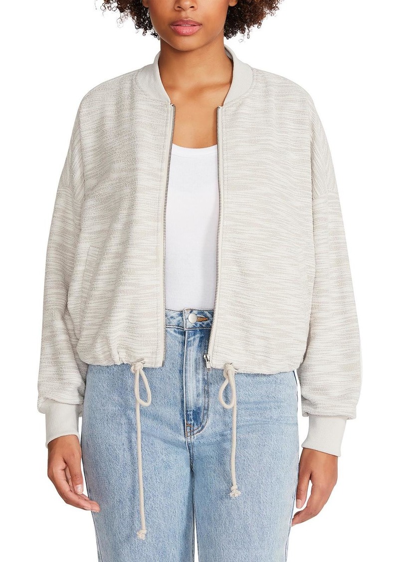 Steve Madden Yves Womens Textured Ribbed Trim Bomber Jacket