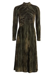 Stine Goya Asher Ruched Velvet Midi Dress