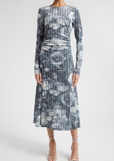 Stine Goya Blackley Floral Long Sleeve Rib Midi Dress