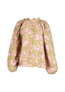 Stine Goya Corinne Floral Foliage Blouse in Green and Pink Modal