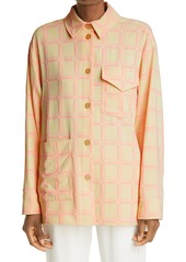 Stine Goya Silvi Texture Grid Oversize Button-Up Shirt