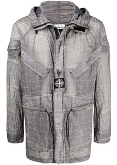 Stone Island abstract-print hooded lightweight jacket