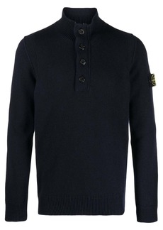 Stone Island Compass-patch buttoned-up jumper