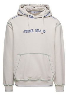 Stone Island Grey Hoodie with Contrasting Logo Embroidery in Cotton Man