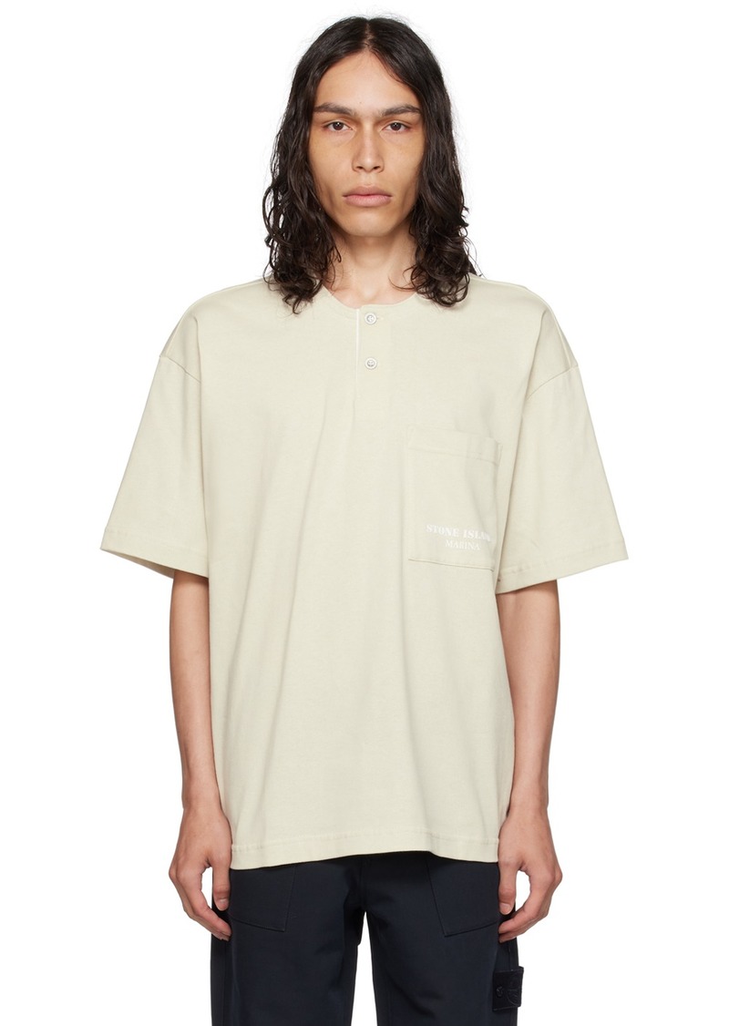 Stone Island Beige Printed Henley