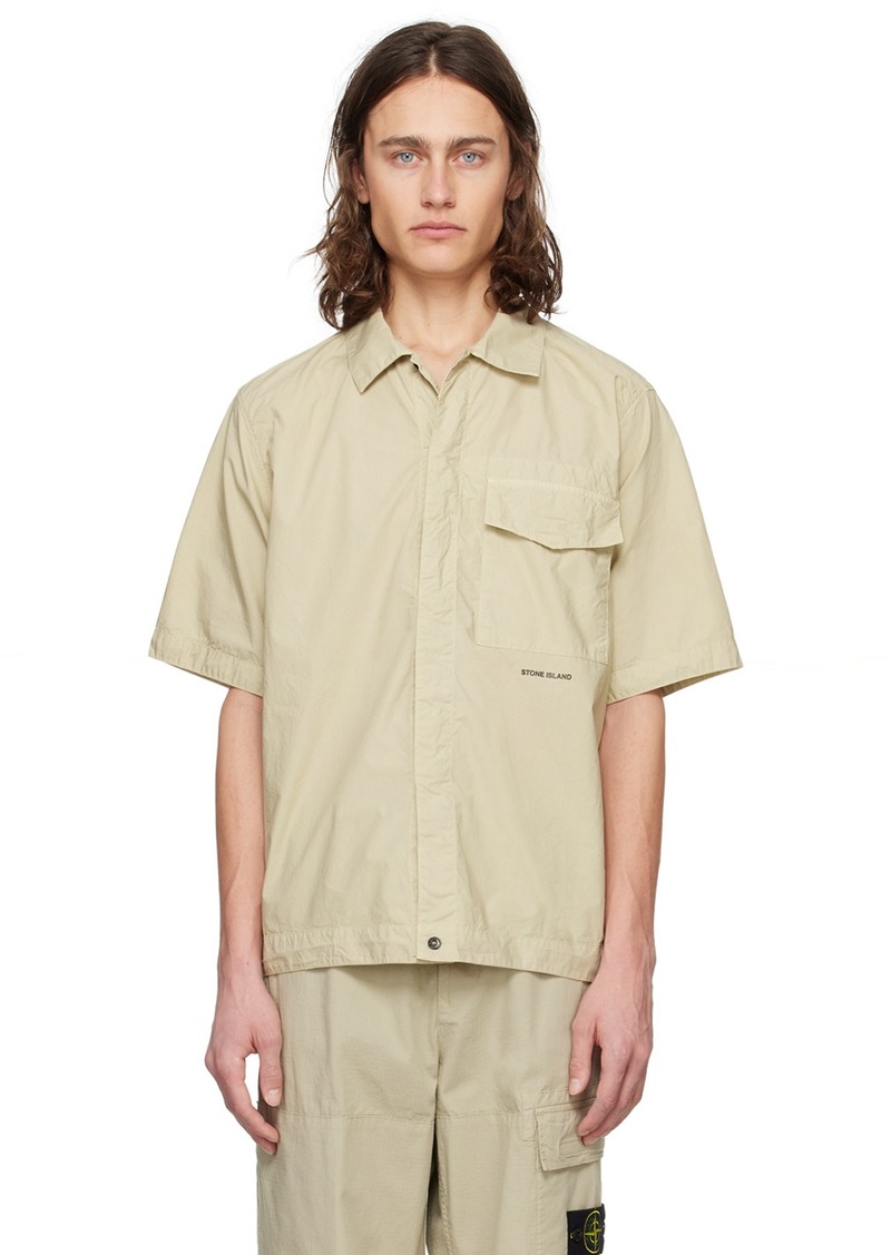 Stone Island Beige Spread Collar Shirt