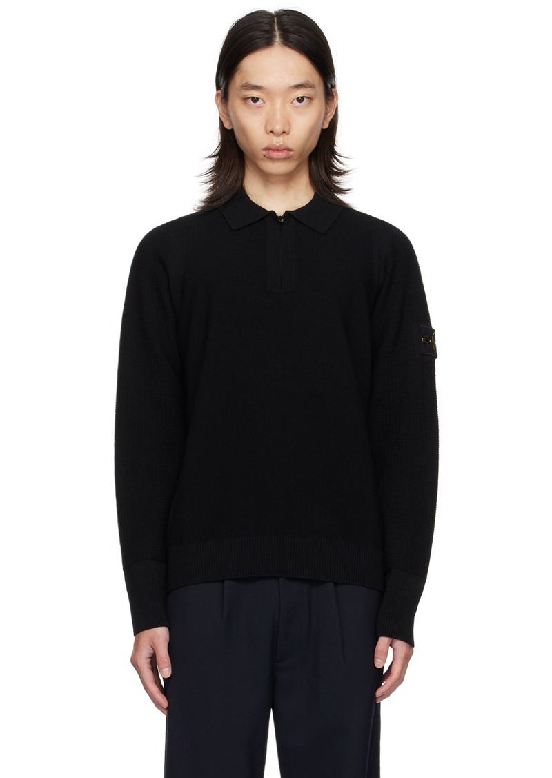 Stone Island Black Half-Zip Polo