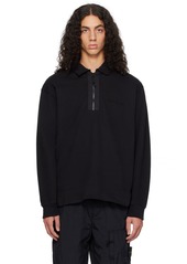 Stone Island Black Half-Zip Polo