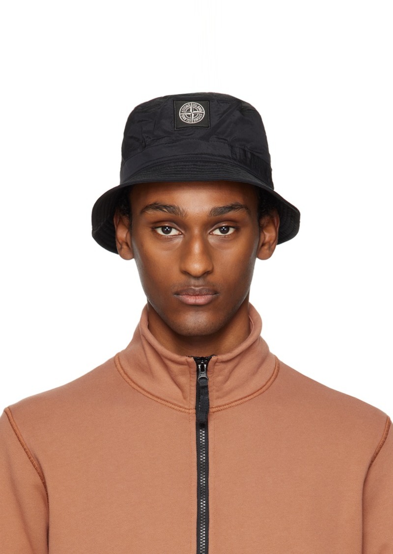 Stone Island Black Nylon Metal Bucket Hat