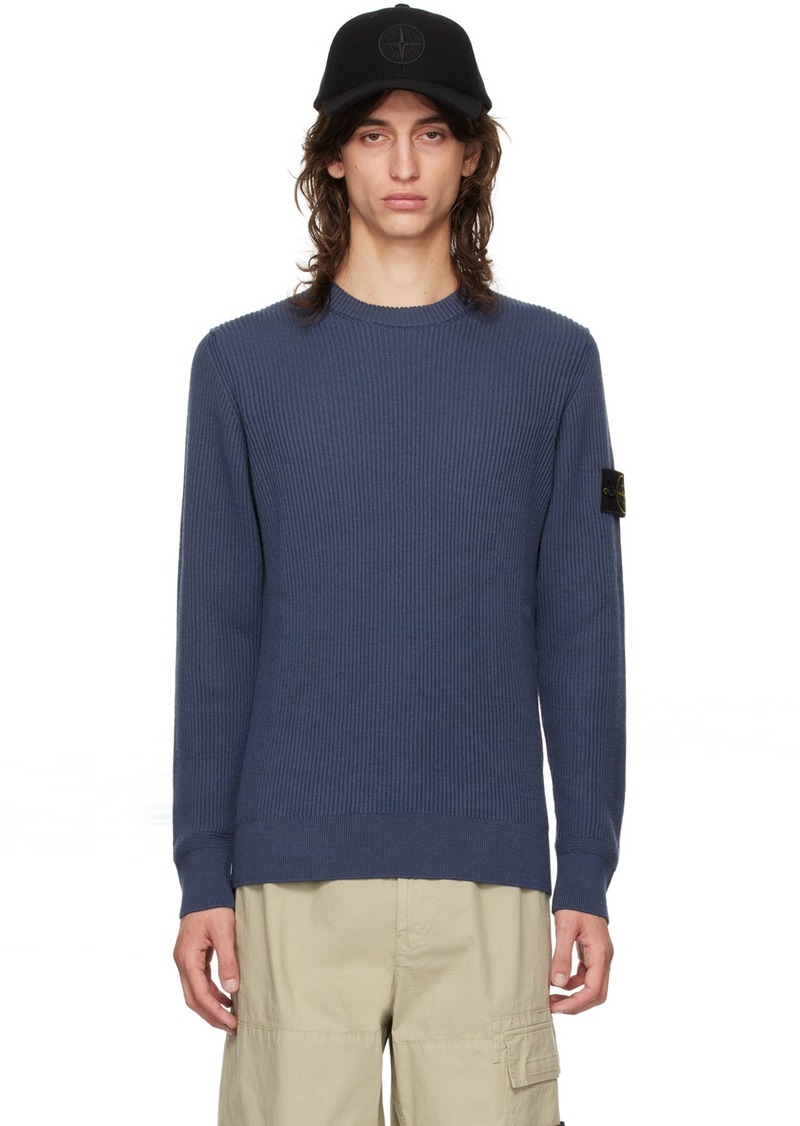 Stone Island Blue Full Rib Sweater