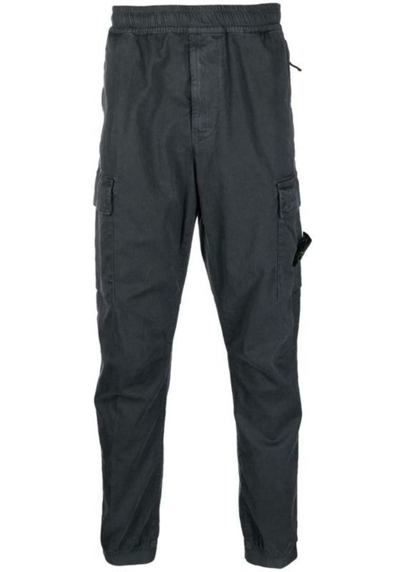 STONE ISLAND ELASTICATED BAND CARGO TROUSERS IN STRETCH BROKEN TWILL COTTON