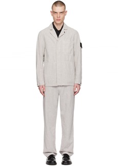 Stone Island Gray Garment-Dyed Suit