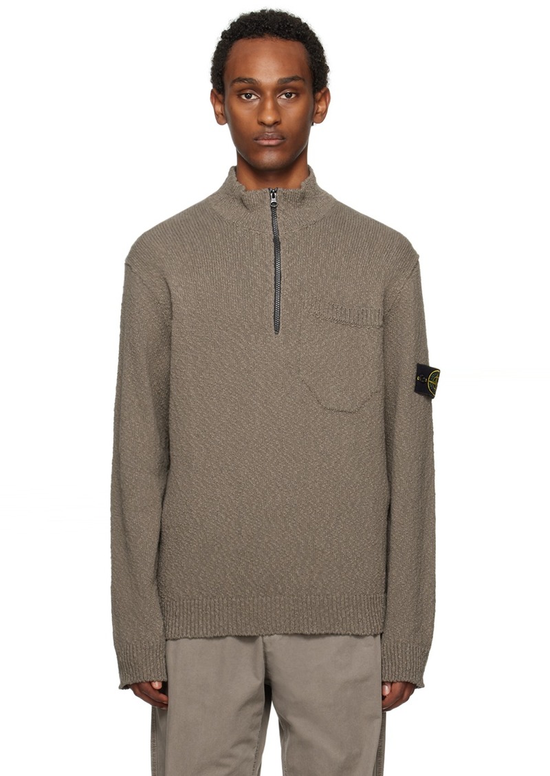 Stone Island Gray Half-Zip Sweater