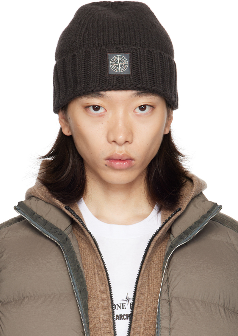 Stone Island Gray Knitted Tonal Badge Beanie