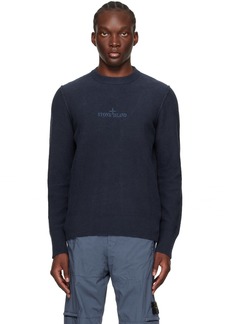 Stone Island Navy Embroidered Sweater