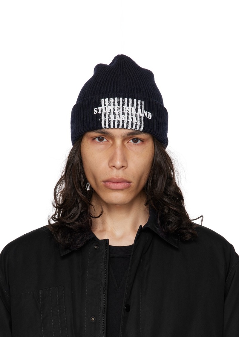 Stone Island Navy Painted Beanie