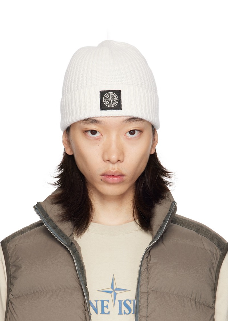 Stone Island Off-White Knitted Badge Beanie