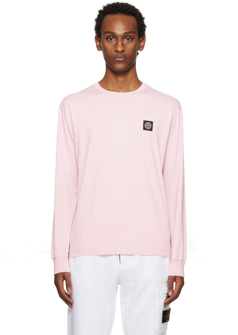 Stone Island Pink Patch Long Sleeve T-Shirt