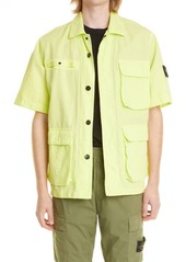 Stone Island Short Sleeve Cotton & Linen Shirt Jacket
