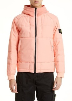 Stone Island Stella Quilted Cupro & Cotton Jacket with Wool Blend Knit Hood in Peach at Nordstrom