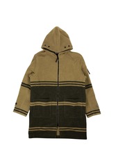Stone Island Striped Hooded Wool Coat - Khaki